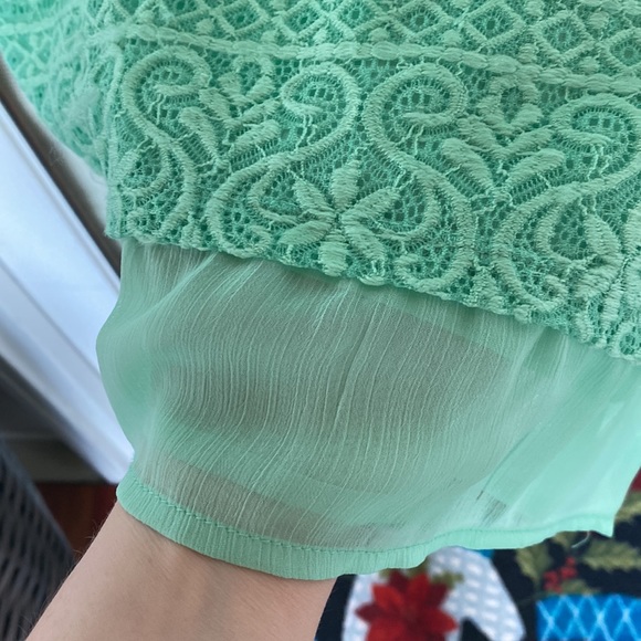 JM Collection Petite Size Petite Small Mint Green Top with Rhinestones - Picture 6 of 17